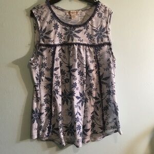 Vintage America Blue Floral Tank Top on White